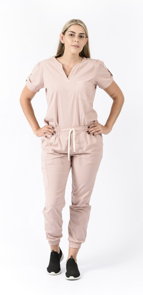JOGGER EN DRIL PARA DAMA - PANTALON Y BLUSA  EN DRIL QATAR ROSADO: REF: PB 536 DQR