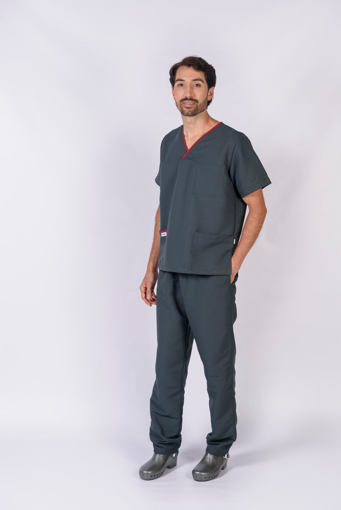 Pantalón y Blusa Unisexo Antifluidos Gris Oscuro REF.: PB386AJGO-VT