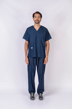 Cargar imagen en el visor de la galería, Pantalón y Blusa Unisexo indigo (tipo jean Oscuro) REF.: PB012IA