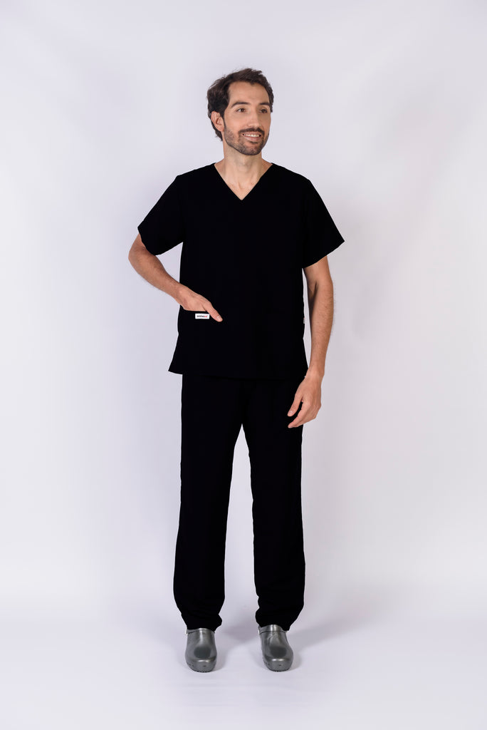 Pantalón y Blusa Unisexo Antifluidos Negro Oscuro REF.: PB021AJN