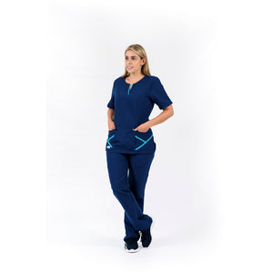 Pantalón y Blusa Dama en Antifluidos Azul Indigo Medio REF.: PB459AJAIM-AL