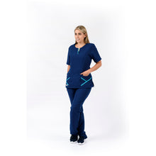 Cargar imagen en el visor de la galería, Pantalón y Blusa Dama en Antifluidos Azul Indigo Medio REF.: PB459AJAIM-AL