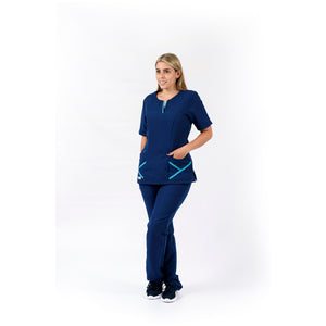 Pantalón y Blusa Dama en Antifluidos Azul Indigo Medio REF.: PB459AJAIM-AL