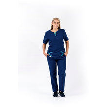 Cargar imagen en el visor de la galería, Pantalón y Blusa Dama en Antifluidos Azul Indigo Medio REF.: PB459AJAIM-AL
