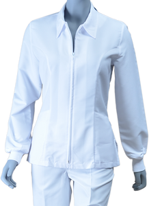 Bata para Dama en Antifluidos Blanco Corta Puño Tejido REF: LB058AJ