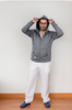 Saco Unisexo Perchado Gris Claro con Capota  REF: ST223PGC