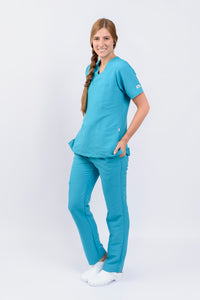 Pantalón y Blusa Dama Antifluidos azul aguamarina REF.: PB032ANAGO