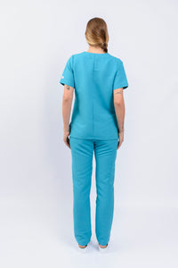 Pantalón y Blusa Dama Antifluidos azul aguamarina REF.: PB032ANAGO