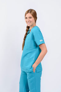 Pantalón y Blusa Dama Antifluidos azul aguamarina REF.: PB032ANAGO