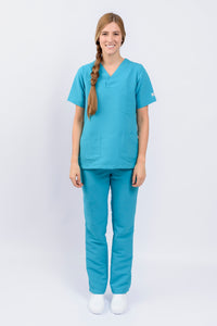 Pantalón y Blusa Dama Antifluidos azul aguamarina REF.: PB032ANAGO