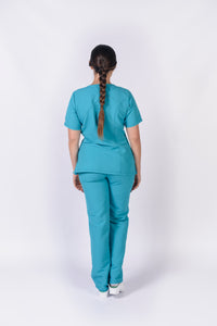 Pantalón y Blusa Dama en antifluidos azul aguamarina REF.: PB179AJAGO-AO