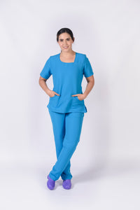 Pantalón y Blusa Dama Antifluidos azul turqueza REF.: PB325AJAT