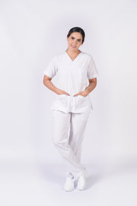 Pantalón y Blusa Dama Lino Montreal Blanco REF: PB031M