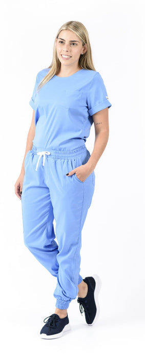 JOGGER Licrado Pantalón y Blusa Dama en Antifluidos Azul Medio Fuerte  REF: PB 481 AUAMF