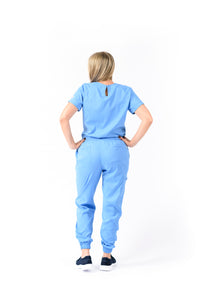 JOGGER Licrado Pantalón y Blusa Dama en Antifluidos Azul Medio Fuerte  REF: PB 481 AUAMF