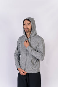 Saco Antifluidos Unisexo  Perchado Jaspeado  Gris Claro con Capota REF: ST223PJGC