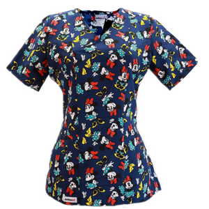 Blusa para Dama  Antifluidos nepal ANTIBACTERIAL Estampada Disney Minnie tacones REF.: BD769ANEMT