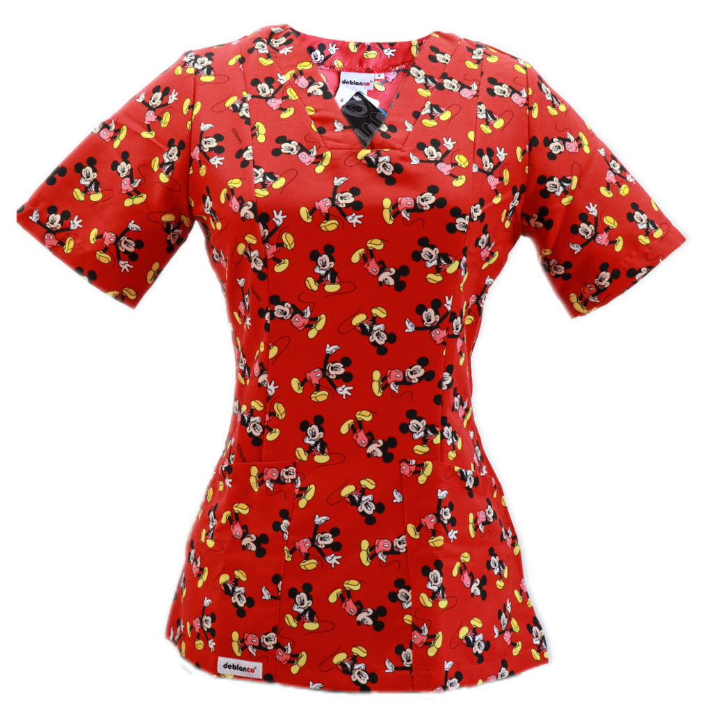 Blusa para Dama Antifluidos nepal ANTIBACTERIAL Estampada  Disney Mickey balando REF.: BD768ANEMB