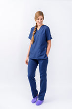 Cargar imagen en el visor de la galería, Pantalón y Blusa Dama Lino Montreal Azul Indigo REF: PB031MAI