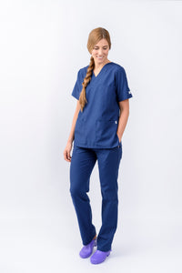 Pantalón y Blusa Dama Lino Montreal Azul Indigo REF: PB031MAI
