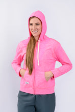 Cargar imagen en el visor de la galería, Saco Antifluidos Unisexo  Perchado Jaspeado  fucsia con Capota REF: ST223PJF