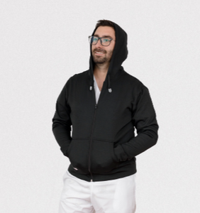 Saco Unisexo Perchado Negro con Capota  REF: ST223PN