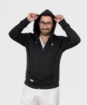 Saco Unisexo Perchado Negro con Capota  REF: ST223PN