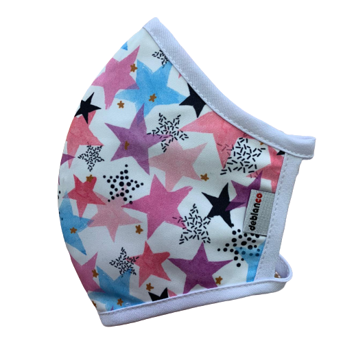 MASCARILLA ANTIFLUIDOS FRANCIA ESTAMPADO ESTRELLAS ROSADAS REF :AM 722 AFEER-BL