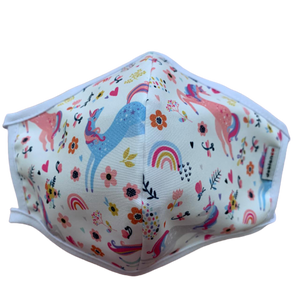MASCARILLA ANTIFLUIDOS FRANCIA ESTAMPADO UNICORNIOS Y FLORES REF :AM 722 AFEUF-BL
