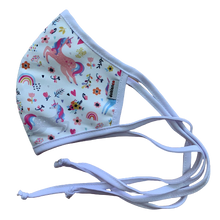Cargar imagen en el visor de la galería, MASCARILLA ANTIFLUIDOS FRANCIA ESTAMPADO UNICORNIOS Y FLORES REF :AM 722 AFEUF-BL