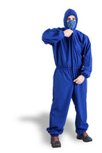 Cargar imagen en el visor de la galería, Traje de bioseguridad antifluidos unisex Azul indigo REF.: TB 01 TAI