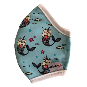 MASCARILLA PARA NIÑOS EN ANTIFLUIDOS FRANCIA ESTAMPADO SIRENAS GATICOS :AM 724 AFESG-BL