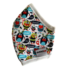 Cargar imagen en el visor de la galería, MASCARILLA PARA NIÑOS EN ANTIFLUIDOS FRANCIA ESTAMPADO MONSTRUOS YEAH:AM 724 AFEY-BL