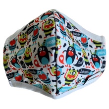 Cargar imagen en el visor de la galería, MASCARILLA PARA NIÑOS EN ANTIFLUIDOS FRANCIA ESTAMPADO MONSTRUOS YEAH:AM 724 AFEY-BL