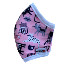 Cargar imagen en el visor de la galería, MASCARILLA PARA NIÑOS EN ANTIFLUIDOS FRANCIA ESTAMPADO GATICOS :AM 724 AFEG-BL