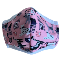 Cargar imagen en el visor de la galería, MASCARILLA PARA NIÑOS EN ANTIFLUIDOS FRANCIA ESTAMPADO GATICOS :AM 724 AFEG-BL