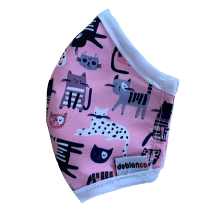 MASCARILLA PARA NIÑOS EN ANTIFLUIDOS FRANCIA ESTAMPADO GATICOS :AM 724 AFEG-BL