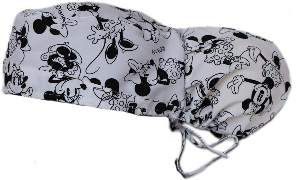 GORRO TIPO CIRUGIA DAMA ANTIFLUIDOS NEPAL ANTIBACTERIAL ESTAMPADO DISNEY MINNIE BLANCO Y NEGRO REF :AG 785 ANEMBN