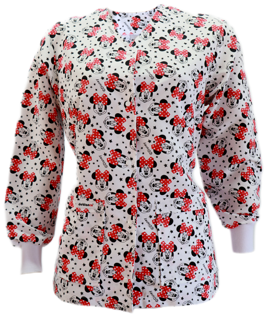 Bata Antifluidos ANTIBACTERIAL Manga Larga y Puño Tejido estampado Disney moños rojos REF.: LB079ANEMRP
